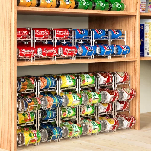 Vista 6 de Simple Houseware Dispensador de latas de carga frontal, paquete de 4, cromado