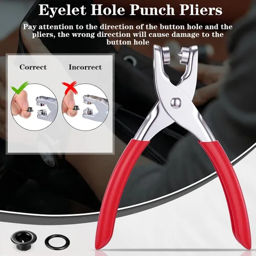 Vista 6 de Grommet Tool Kit Eyelet Plier, Black, 1/4 Inch Negro