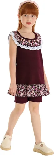 Vista 29 de LittleSpring Conjunto de verano para niñas con camiseta sin mangas y pantalones cortos florales