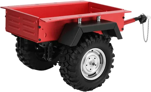 Vista 7 de Escala 1/10 RC Car Hitch Trailer Modelo de aleación de aluminio Juguete para niños Ajuste para RC Car (rojo)