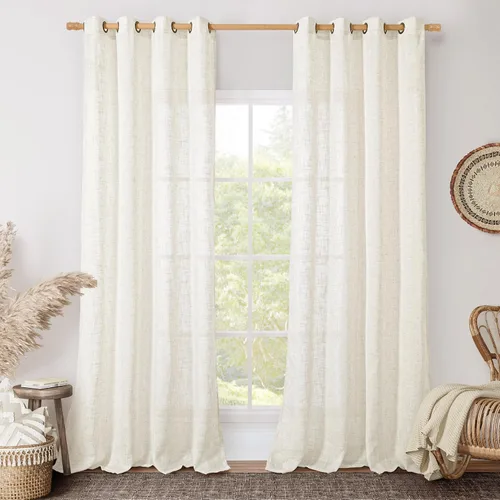 Vista 40 de LAMIT Cortinas de lino marrón caramelo para sala de estar, 84 pulgadas, de lino sintético, texturizado, filtrante de luz, paneles de privacidad