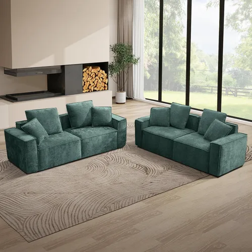 Vista 14 de WILLOVE Juego de sofá modular modular, sofá nube de felpilla con reposabrazos anchos y 8 almohadas, sofás de asiento profundo para sala de estar, 4