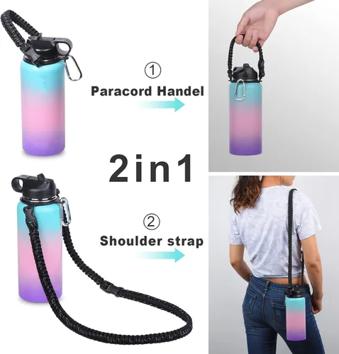Vista 2 de Mango de cuerda de paracaídas con correa de hombro para correa de botella Hydro Flask