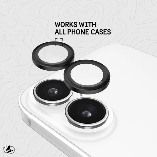 Vista 6 de Pelican Protector de lente de cámara con anillos de aluminio para iPhone 16 / iPhone 16 Plus - Vidrio templado 9H - Resistente a los arañazos