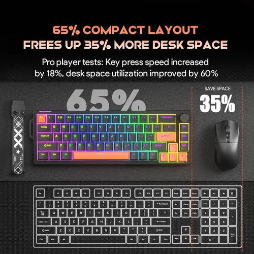 Vista 6 de 68% Wired Gaming Keyboard with Volume Knob, RGB Backlit, Mechanical Keyboard Gasket Mount with PBT Keycaps,8000 Hz Polling Rate, Hall Effect Cream