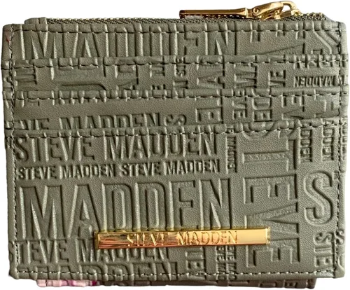 Vista 3 de Steve Madden Cartera de tarjetas en relieve e impresión, Salvia, Steve Madden Estuche para tarjetas