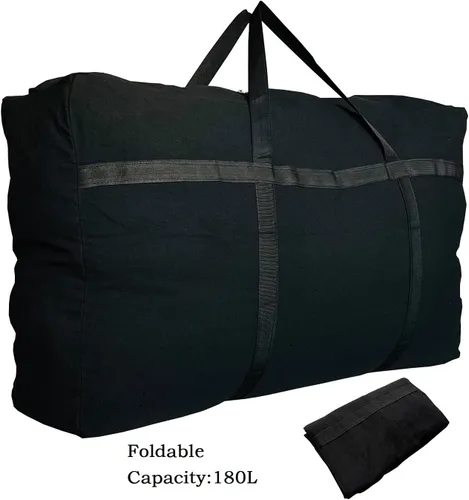Vista 21 de Bolsa de lona de almacenamiento extra grande para viajes, bolsa de lona de viaje gigante de gran tamaño negra