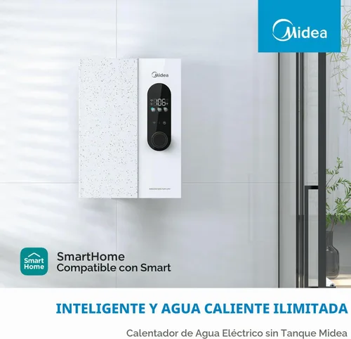Vista 3 de Midea Calentador de agua eléctrico sin tanque de 13KW, control táctil, control Wi-Fi, pantalla LED, modo infantil, 240 voltios con modulación