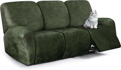Vista 78 de ANARACHON Fundas para sillas reclinables con aspecto de cuero, funda elástica de 4 piezas, funda suave para silla reclinable, protector de muebles