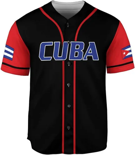 Vista 2 de Podagree - Camiseta de béisbol personalizada de Cuba, camiseta de bandera de Cuba, camiseta cubana para hombres y mujeres, camiseta cubana