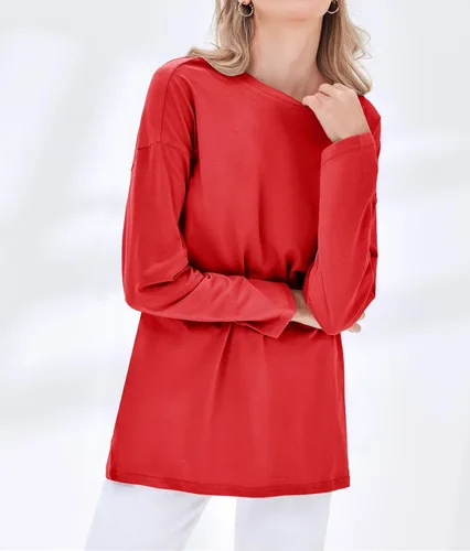 Vista 75 de Fisoew Camisetas de manga larga para mujer, holgadas, casuales, con cuello redondo, blusa suave