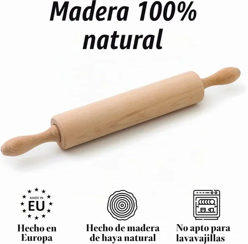 Vista 3 de tuuli Kitchen Professional Classic - Rodillo de madera con centro giratorio (17,3 x 2,2 pulgadas)