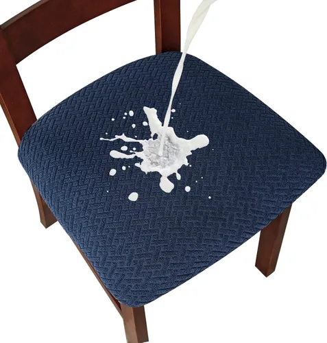 Vista 12 de Genina Fundas de Asiento para Silla de Comedor Fundas de Asiento Deslizables Fundas de Silla de Cocina (Beige, 2 Piezas)