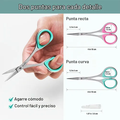 Vista 4 de Beaditive Juego de tijeras de costura y bordado (2 piezas) curvadas y rectas, afiladas, de acero inoxidable Puntas de precisión, mango ergonómico