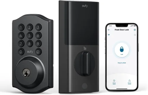 Vista 12 de eufy Security Smart Lock C30, cerradura de puerta de entrada sin llave, cerrojo de seguridad con teclado WiFi integrado para puerta delantera,