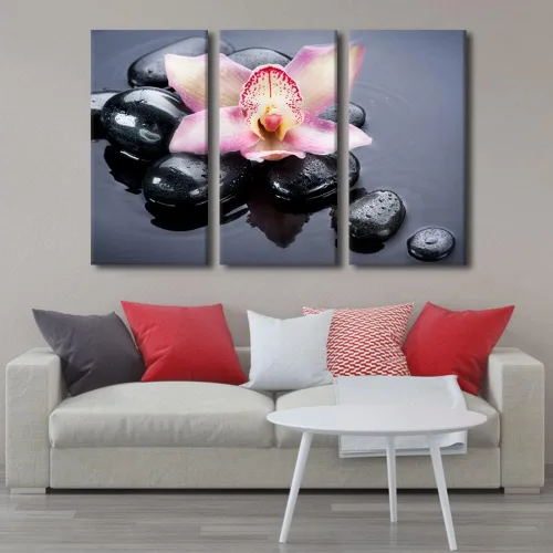 Vista 3 de TUMOVO Decoración de pared para dormitorio, flores y spa, impresiones de piedra de yoga, meditación, lienzo, arte de pared, arte de pared, arte