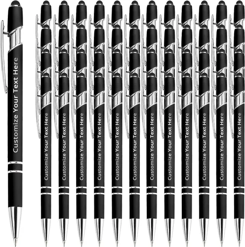 Vista 74 de Aolun Bolígrafo personalizado, bolígrafo grabado personalizado con lápiz capacitivo, 12 unidades, metal suave al tacto, introduce el nombre, Naranja