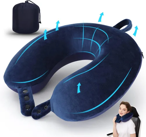 Vista 12 de Almohada de viaje, la mejor almohada cervical de espuma viscoelástica, soporte de cabeza, almohada suave de apoyo para la cabeza para dormir