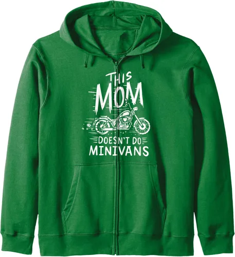 Vista 6 de This Mom Do't Do Minivans - Sudadera con capucha y cremallera para la familia, Negro