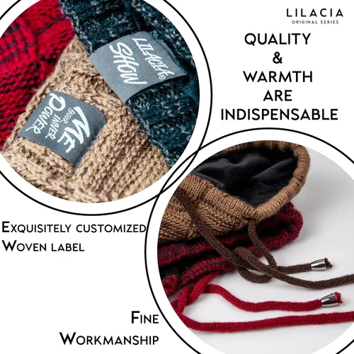 Vista 5 de Lilacia Gorro de invierno mejorado con diseño de cola de caballo cálida, gorro de calavera, barba, para bufandas, máscara, talla única