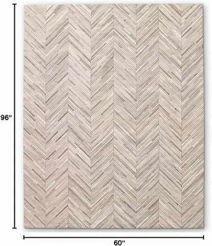 Vista 3 de Elegante alfombra rectangular de piel de vacuno, elegante, antideslizante, cheurón, para sala de estar y entrada, alfombra de piso