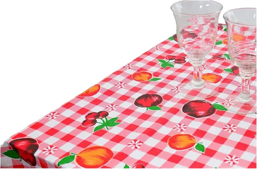 Vista 6 de Alux - Mantel de plástico con flores de hibisco para patios, picnic y mesas de cocina, azul y rojo, vinilo de plástico, mantel de plástico