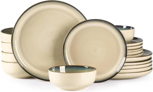 Vista 28 de GBHOME Juego de vajilla de cerámica para 4, 12 piezas, platos y cuencos de cerámica, platos resistentes a los arañazos, aptos para lavavajillas