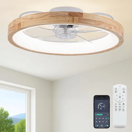 Vista 17 de Fszdorj 20'' Ceiling Fan with Light, Upgraded Low Profile Ceiling Fan with Light, Dimmable Flush Mount Ceiling Fan with Light, Fan light, 6 Speeds