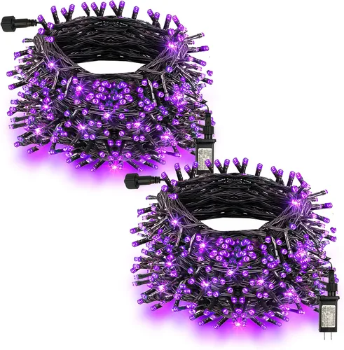 Vista 39 de TW SHINE - Luces de Navidad que cambian de color, 200 luces LED RGB de 66 pies, luces de Halloween para exteriores con control remoto, impermeables