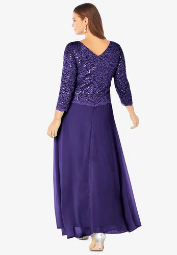 Vista 3 de Roaman's Vestido Popover de encaje de talla grande para mujer