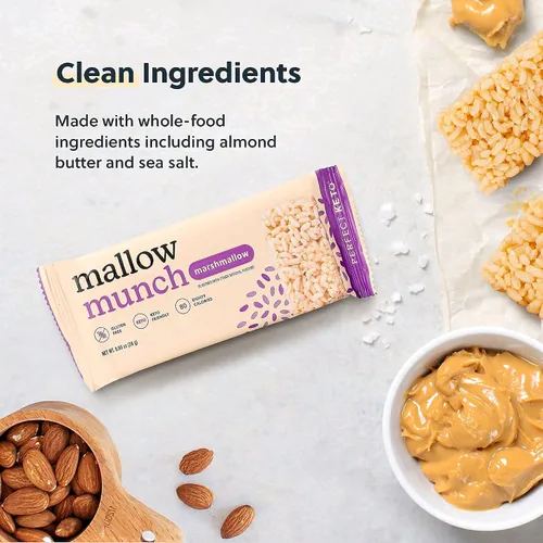 Vista 5 de Perfect Keto Munch de malva sin gluten, barras de cereales, barra de desayuno, sin arroz, bajo en azúcar, bajo en carbohidratos, crujiente