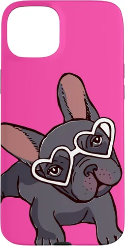 Vista 9 de iPhone 16 Francés Bulldog Francés Perro Cachorro Lindo Perro Perro Gafas Caso Mascota