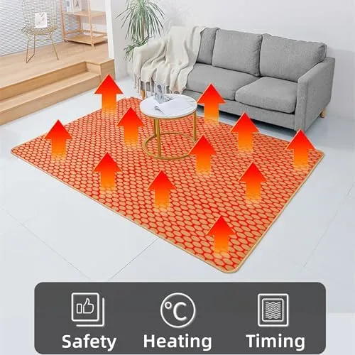Vista 2 de MOFGOE - Alfombra térmica impermeable debajo del escritorio, 60 niveles de calor ajustables, temporizador de 12 horas, ideal para uso en oficina