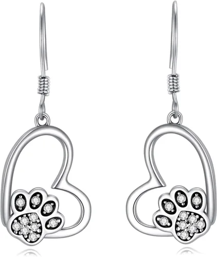 Vista 53 de POPKIMI Bonitos aretes colgantes de animales, joyería de animales, regalos de cumpleaños y Navidad para mujeres, aretes de ópalo de cristal de plata