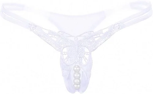 Vista 6 de Tanga de encaje para mujer sexual con perlas tangas sin costuras