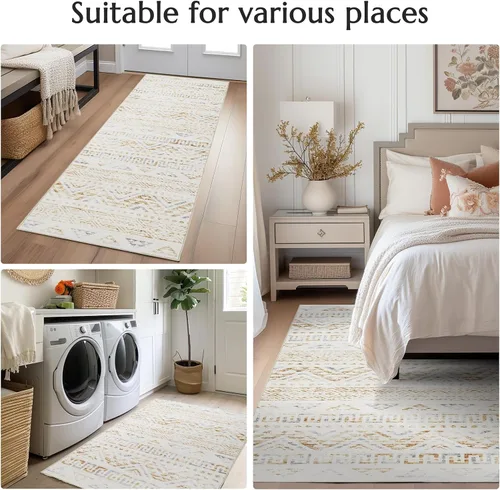 Vista 44 de jinchan Alfombra marroquí de pasillo 2x6 - Alfombra de pasillo lavable a máquina para cocina, alfombra moderna geométrica suave de pelo bajo