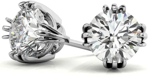 Vista 2 de IGI Certified Triple Prong Round Basket Lab Diamond Stud Earrings In 14k White Yellow Gold Rose For Women (F-G Color, VS1-VS2 Clarity)