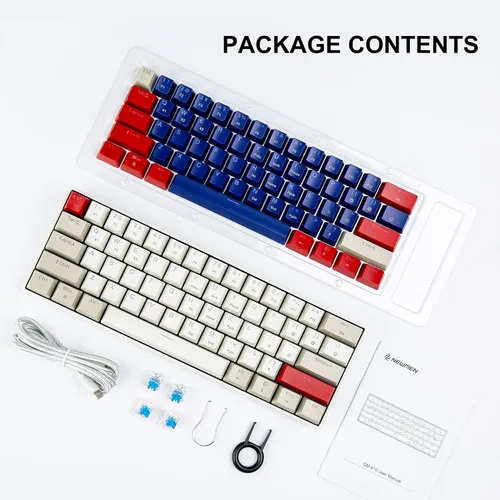Vista 6 de Newmen GM610 - Teclado mecánico inalámbrico 60%, retroiluminación RGB con cableBluetooth, 61 teclas anti-fantasma, programable, teclado