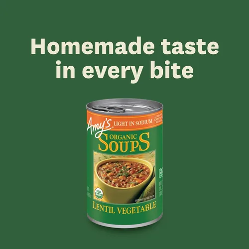 Vista 6 de Amy’s - Sopa vegana ligera en sodio con lentejas y verduras, sin gluten, hecha con verduras orgánicas, sopa enlatada, 14.5 oz (paquete de 12)