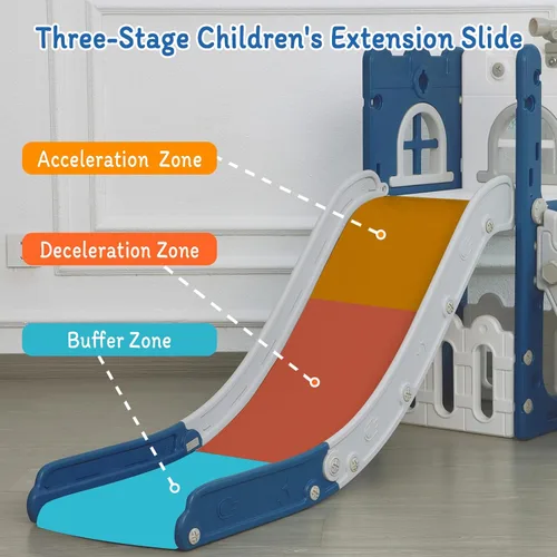 Vista 5 de LulliSpace Tobogán 6 en 1 para Niños Pequeños, Escalador Deslizante para Niños para Patio de Juegos Interior y Exterior con Aro de Baloncesto