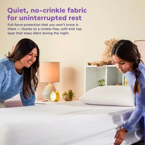 Vista 3 de Protector de colchón impermeable Purple – Individual, protección de estándar dorado, diseño centrado en la comodidad, se adapta a colchones de 8" a