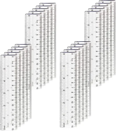 Vista 2 de Chris.W Paquete de 20 reglas rectas de plástico transparente de 6 pulgadas, flexibles con pulgadas y métricas para el aula escolar, el hogar u