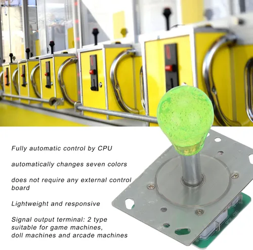 Vista 4 de Arcade Joystick Kit,LED Arcade Illuminated Joystick,Fully Automatic LED Colorful Illuminated Joystick,5 Pin Oval Crystal Arcade Joystick for Arcade