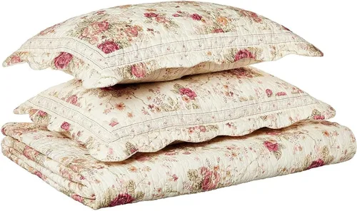 Vista 10 de Greenland Home juegos de cobijas con diseño de rosas antiguo.