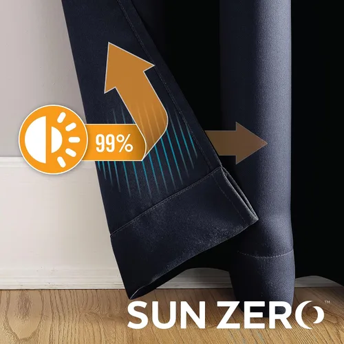 Vista 4 de Sun Zero Soho - Juego de 2 paneles de cortinas opacas de eficiencia energética con ojales, 54 x 84 pulgadas, color azul marino