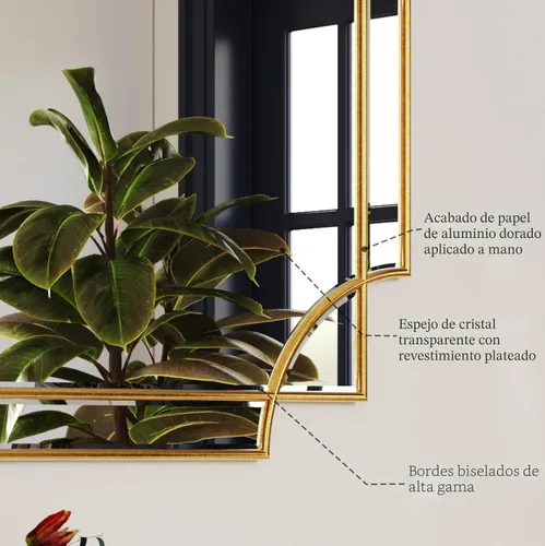 Vista 5 de Kelly Miller Espejo de pared decorativo con borde festoneado de lámina