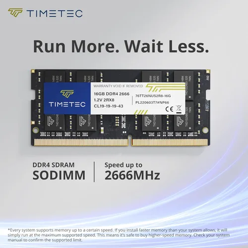 Vista 2 de Timetec 16GB DDR4 2666MHz (PC4-2666V) PC4-21300 SODIMM Laptop RAM - Módulo de memoria sin búfer de 260 pines 1.2V CL19 sin ECC para computadora