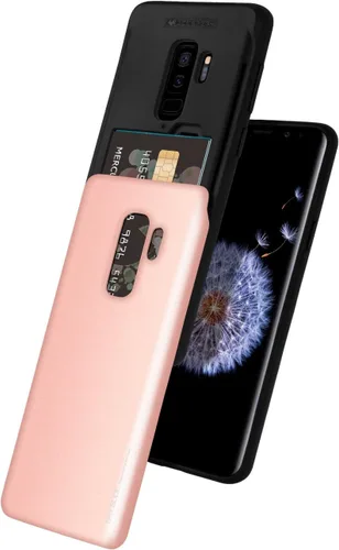 Vista 8 de GOOSPERY Sky Slide - Funda protectora para Samsung Galaxy S9 Plus (2018), doble capa [TPU + PC] con función de cartera, cubierta trasera para Rojo