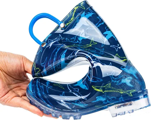 Vista 4 de HugRain - Botas de lluvia con luces para niños pequeños