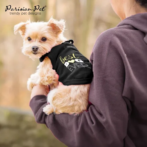 Vista 6 de Parisian Pet Camisa para perro – Camisas 100% algodón para perros pequeños – Chaleco negro sin mangas para cachorros – Ligero y transpirable Mejor